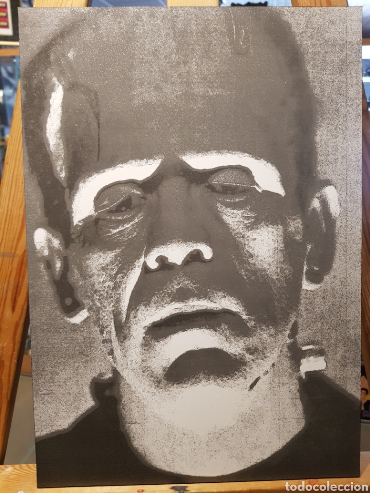 Vintage: Boris Karloff Frankenstein: Cuadro en madera - Foto cine clasico de Ciencia Ficci&oacute;n