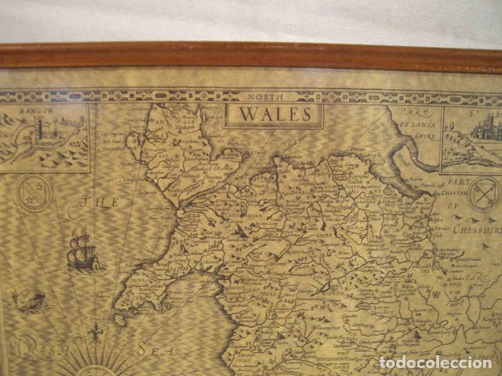 Vintage: CUADRO REPRODUCCION MAPA GALES - Foto 2