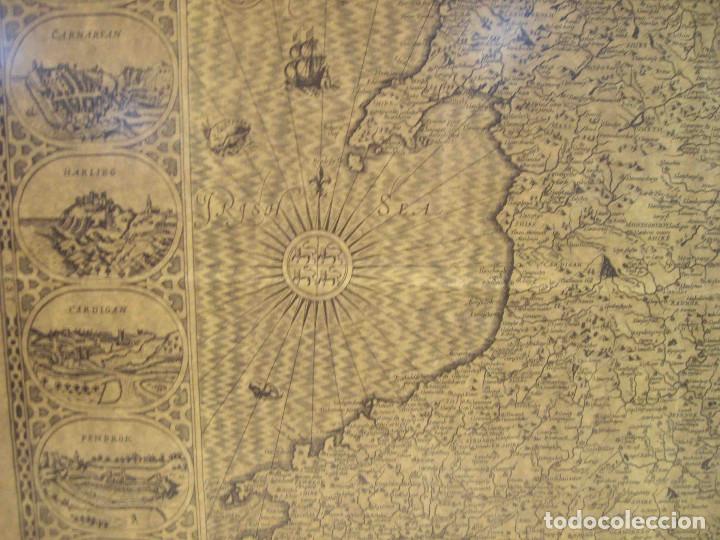 Vintage: CUADRO REPRODUCCION MAPA GALES - Foto 5