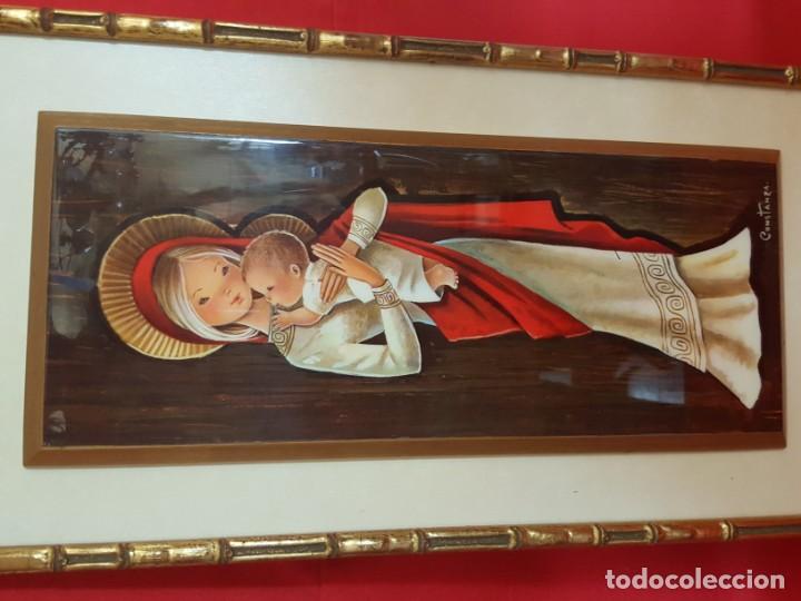Vintage: MC VIRGEN CON EL NI&Ntilde;O. Enmarcada. - Foto 2
