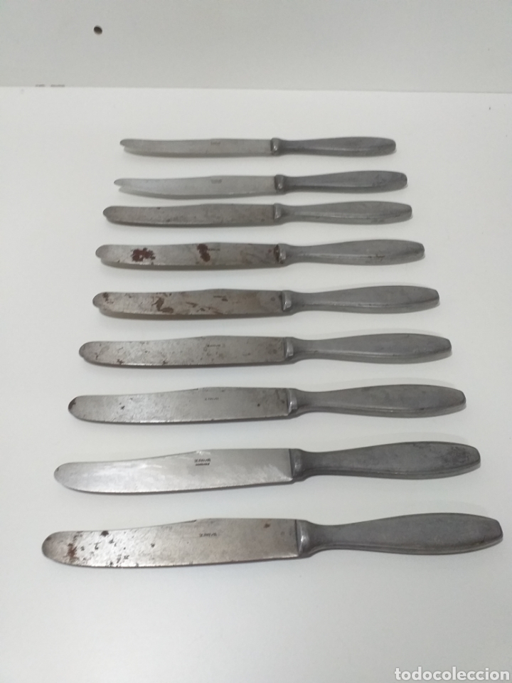 Vintage: Nueve cuchillos de mesa de la marca Ipaya, marca alicantina , de Ibi.