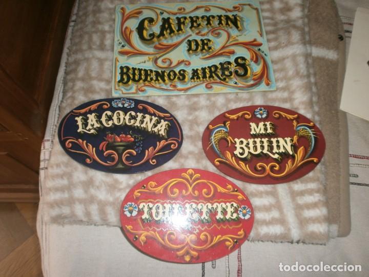 Vintage: Carteles cart&oacute;n prensado madera pintados Cafet&iacute;n de Buenos Aires, Toilette, La cocina , Mi Bulin