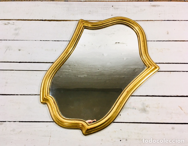 Vintage: ANTIGUO ESPEJO DORADO CON MARCO DE MADERA CORNUCOPIA VINTAGE A&Ntilde;OS 60