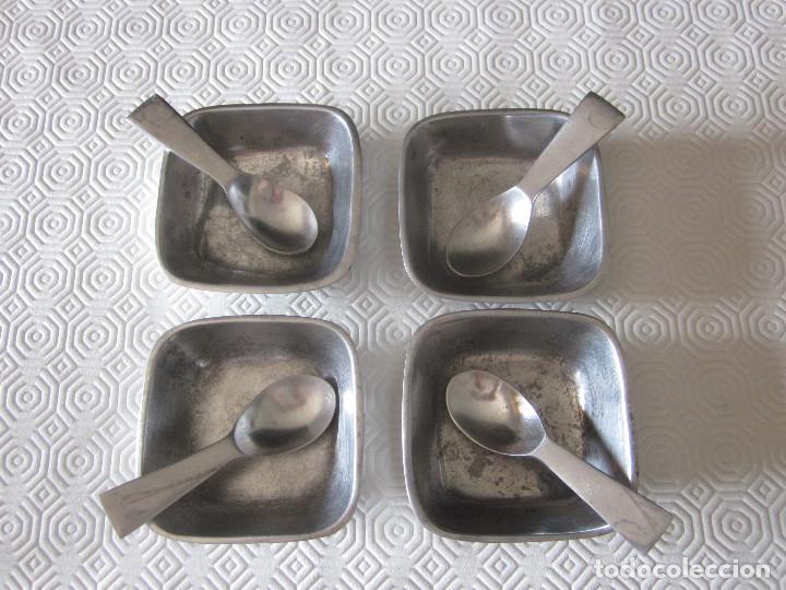Vintage: JUEGO SALSERAS DE ALPACA - Foto 3