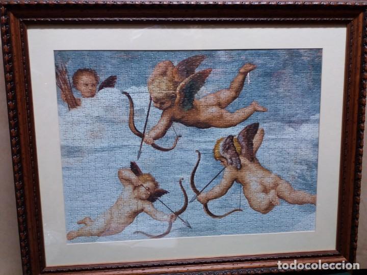 Vintage: CUADRO PUZLE &Aacute;NGELES CUPIDO ENMARCADO