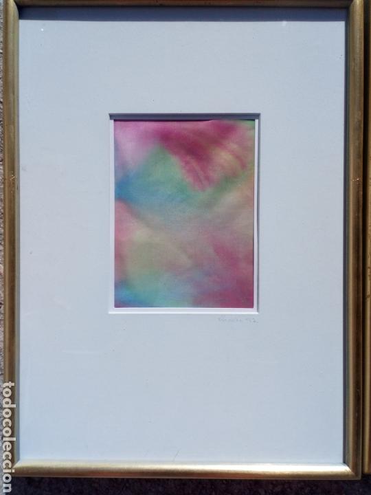 Vintage: Bonito cuadro con seda pintada n1