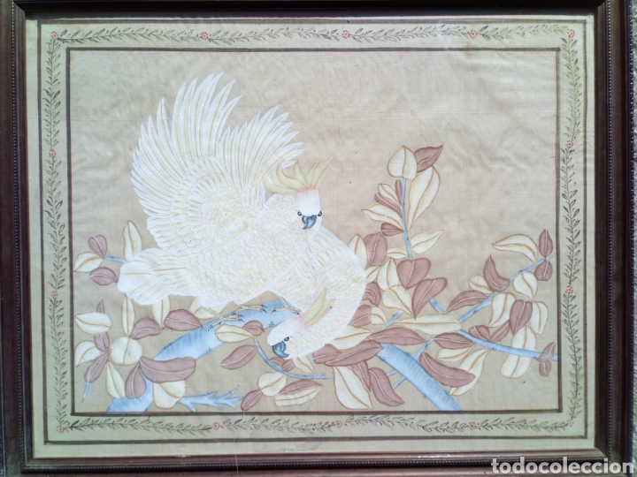 Vintage: Bonito cuadro con seda pintada - Foto 1