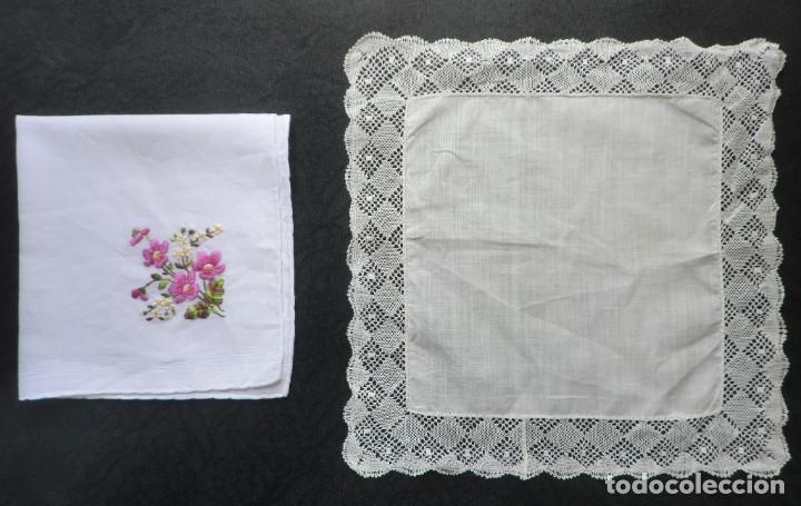 Vintage: Vintage 2 pa&ntilde;uelos bordado/puntilla a bolillo