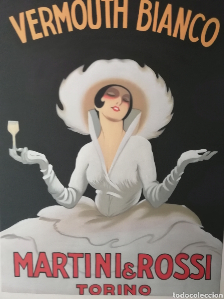 Vintage: MARTINI VERMOUTH BIANCO de TORINO. Cartel Publicitario Vintage Cl&aacute;sico Italiano. 80x60 cm