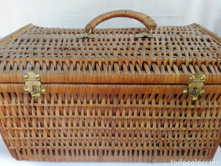 Vintage: Bolso malet&iacute;n de mimbre decoraci&oacute;n rustica vintage contemporaneo