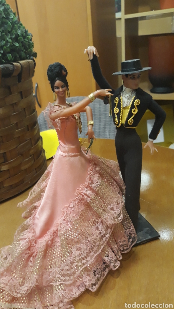 Vintage: Pareja de mu&ntilde;ecos Atosa.Bailaores de Sevillanas . Flamenco. Souvenir.