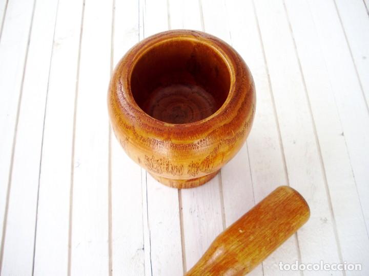 Vintage: Mortero Alm&iacute;rez de madera con mazo de madera - Foto 6