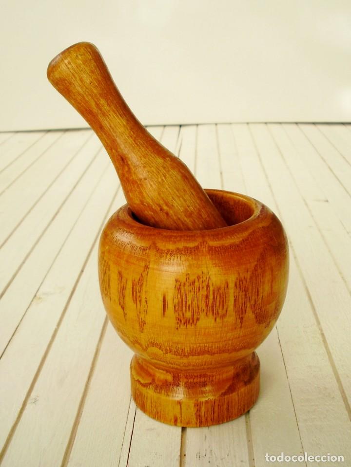 Vintage: Mortero Alm&iacute;rez de madera con mazo de madera - Foto 7