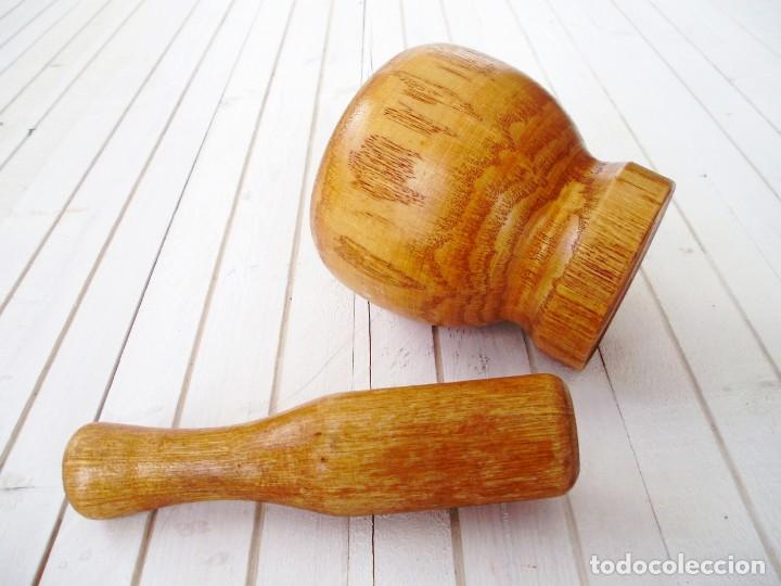 Vintage: Mortero Alm&iacute;rez de madera con mazo de madera - Foto 8
