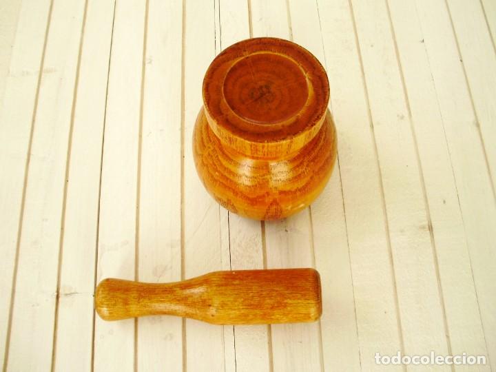 Vintage: Mortero Alm&iacute;rez de madera con mazo de madera - Foto 9