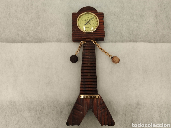 Vintage: ANTIGUO TERM&Oacute;METRO DE MADERA SOUVENIR SANTANDER - Foto 2