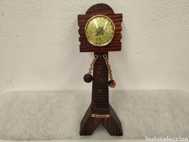 Vintage: ANTIGUO TERM&Oacute;METRO DE MADERA SOUVENIR SANTANDER - Foto 1