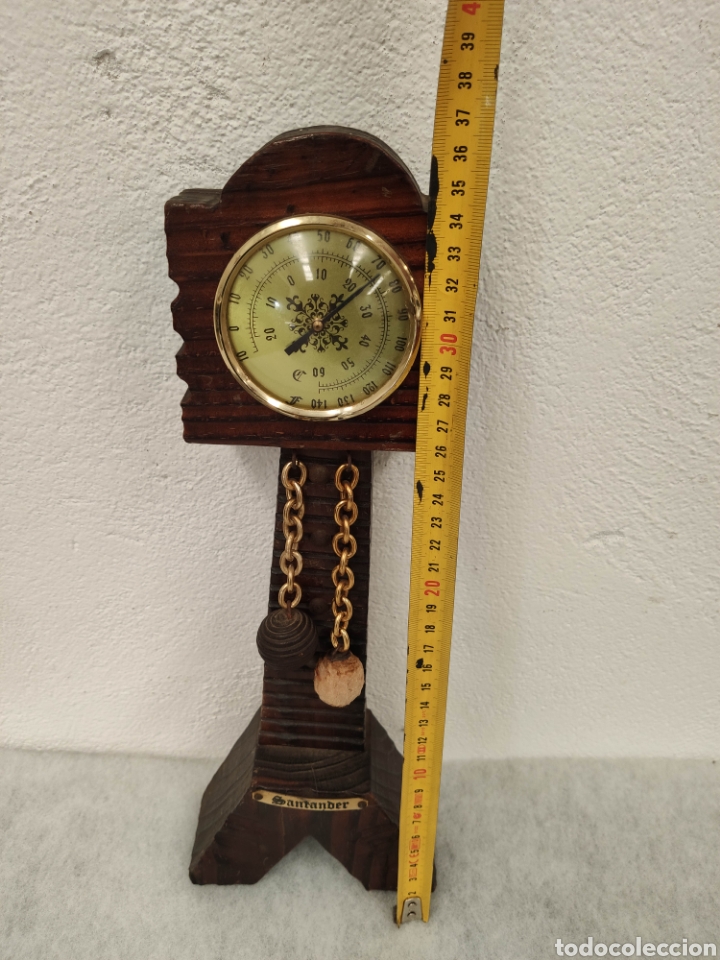 Vintage: ANTIGUO TERM&Oacute;METRO DE MADERA SOUVENIR SANTANDER - Foto 5