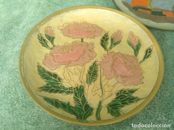 Vintage: PLATOS DE BRONCE CON ESMALTE HECHOS EN INDIA - Foto 4