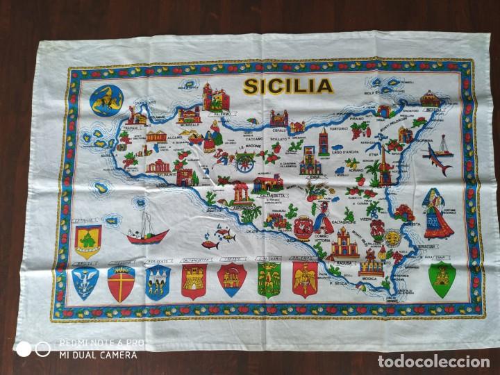 Vintage: RECUERDO DE SICILIA CON DIBUJOS DE ESCUDOS,BANDERAS Y EDIFICACIONES, DE LA ISLA - Foto 2
