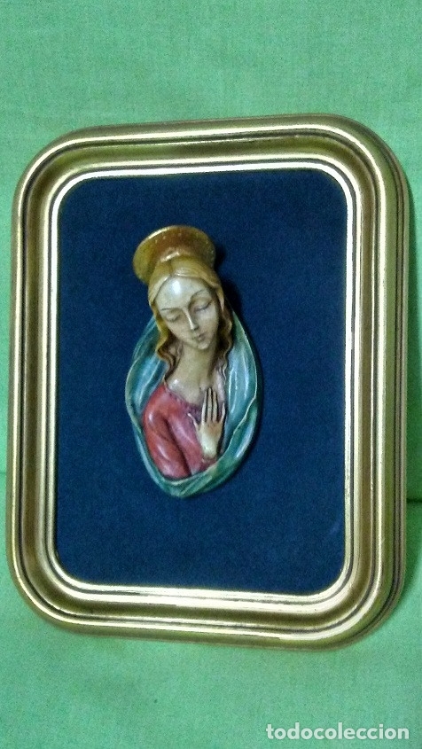 Vintage: CUADRITO VIRGEN / MADERA POLICROMADA - Foto 1