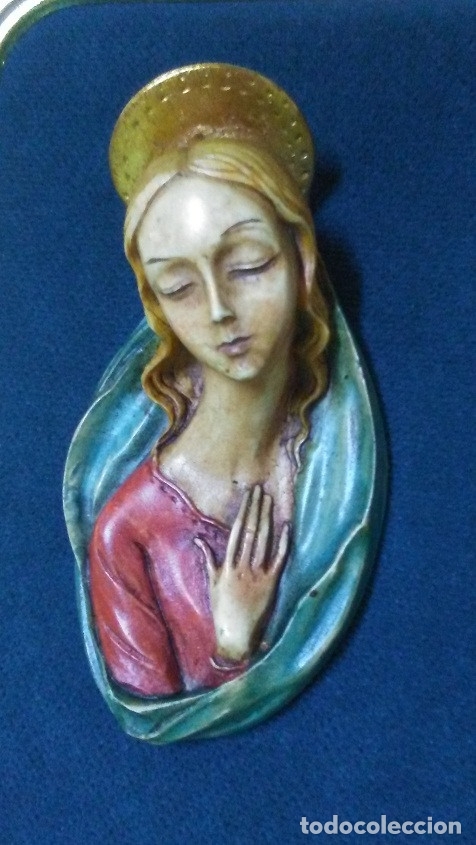 Vintage: CUADRITO VIRGEN / MADERA POLICROMADA - Foto 2