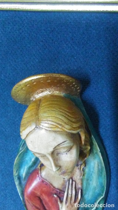Vintage: CUADRITO VIRGEN / MADERA POLICROMADA - Foto 3