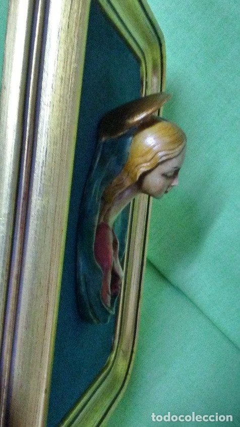Vintage: CUADRITO VIRGEN / MADERA POLICROMADA - Foto 4