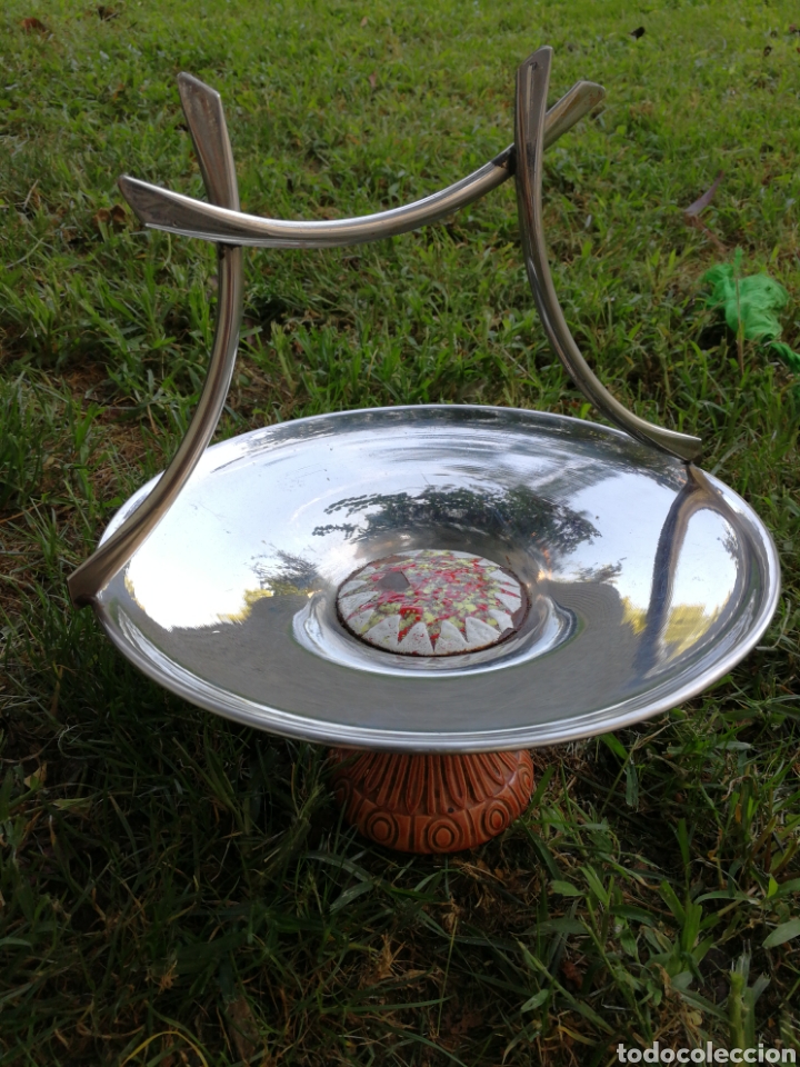 Vintage: CENTRO DE MESA O FRUTERO METALICO VINTAGE, 25CM.