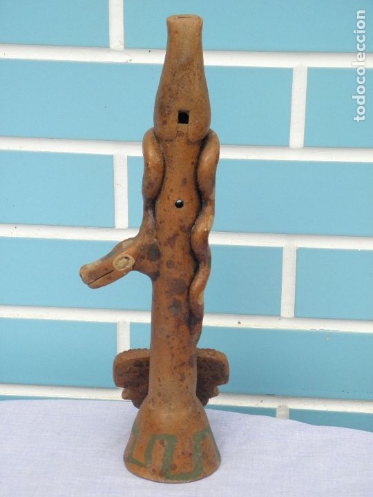 Vintage: Antigua flauta Azteca de cer&aacute;mica - Foto 2
