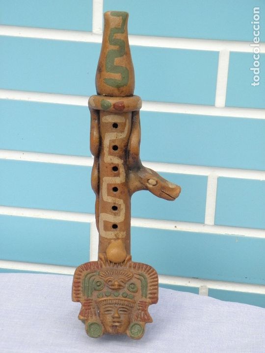 Vintage: Antigua flauta Azteca de cer&aacute;mica - Foto 1