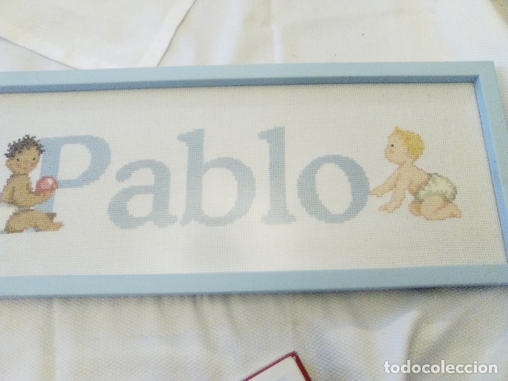 Vintage: CUADRO EN PUNTO DE CRUZ PARA NI&Ntilde;O, PABLO