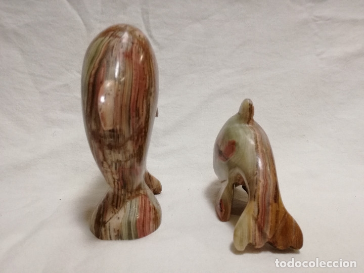 Vintage: 2 FIGURAS DE DELFIN DE PIEDRA ONIX - Foto 4