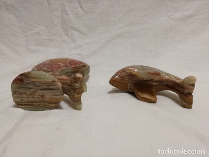 Vintage: 2 FIGURAS DE DELFIN DE PIEDRA ONIX - Foto 5