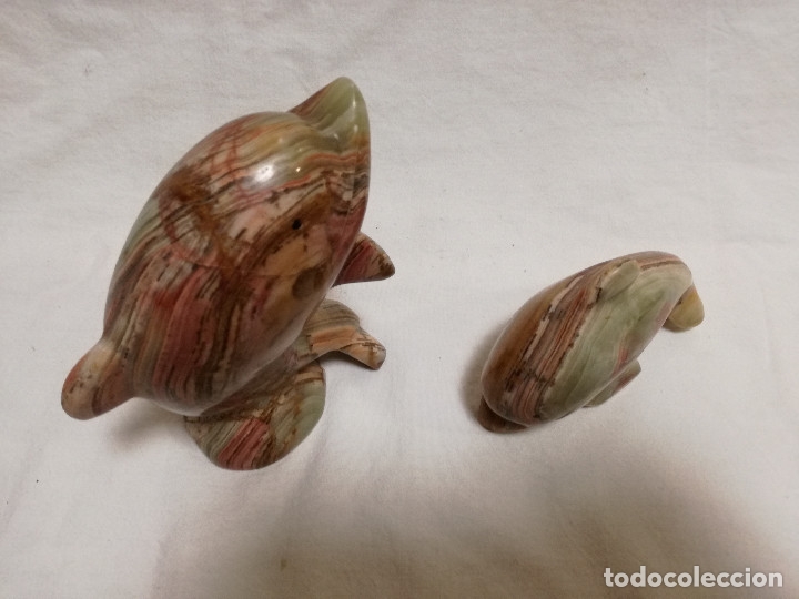 Vintage: 2 FIGURAS DE DELFIN DE PIEDRA ONIX - Foto 6