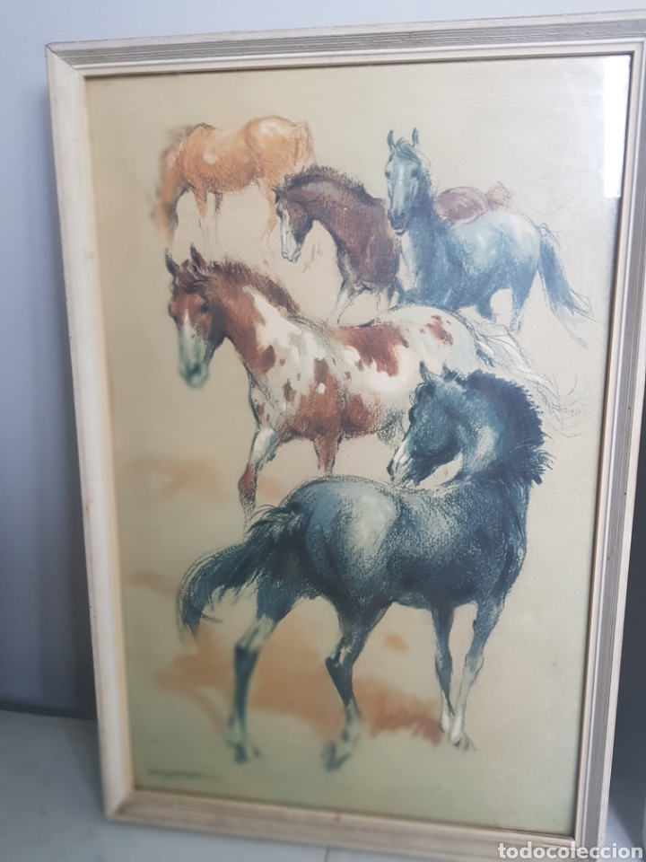 Vintage: PAREJA DE CUADROS CABALLOS - Foto 4