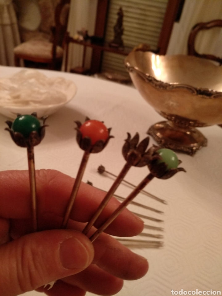 Vintage: Juego de palillos de aperitivo de alpaca