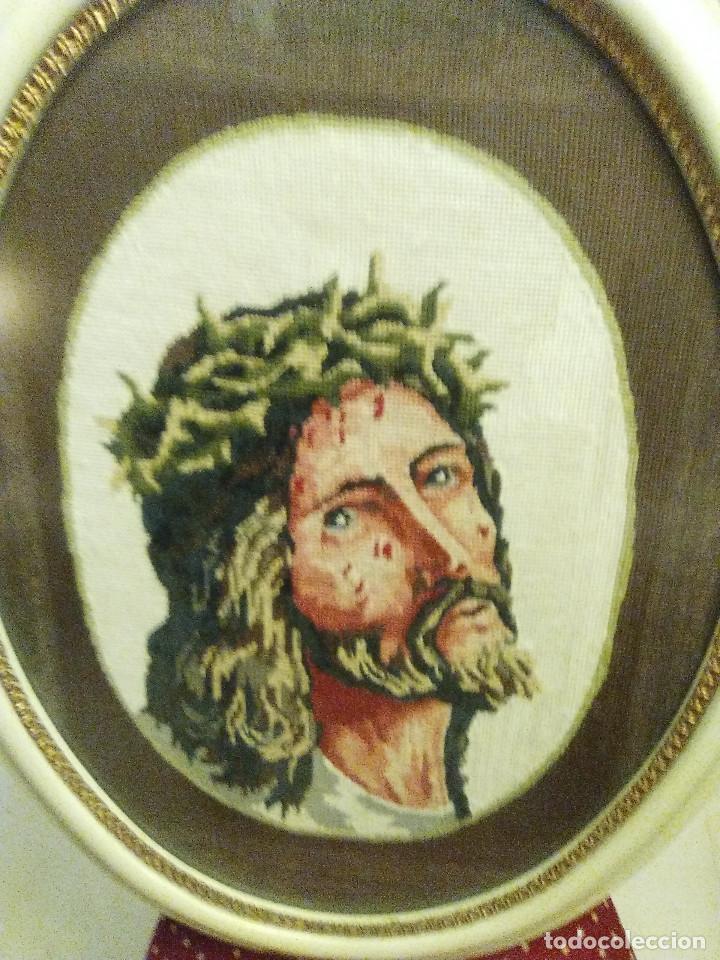 Vintage: CUADRO DE CRISTO EN PUNTO DE CRUZ