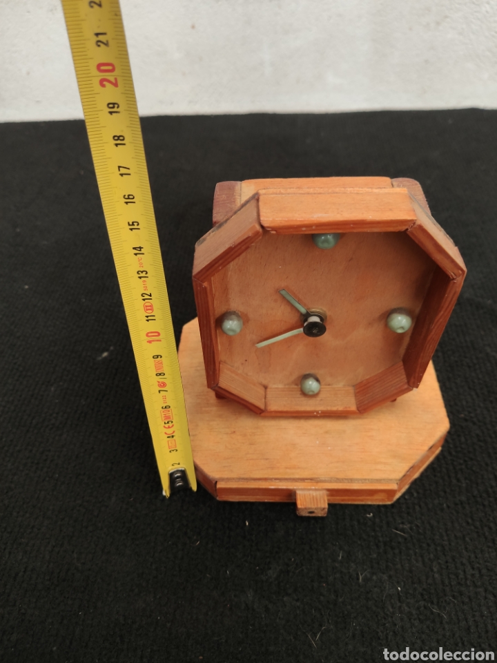 Vintage: ANTIGUO RELOJ DE MADERA CON CAJ&Oacute;N - Foto 5