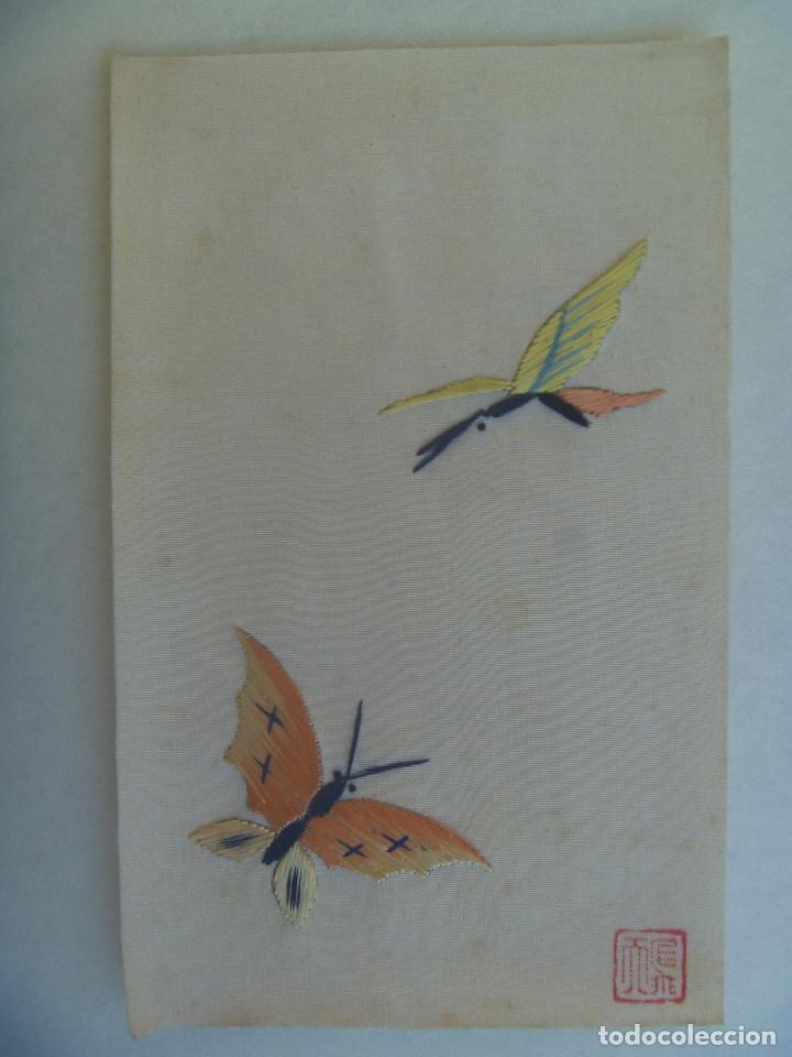 Vintage: ANTIGUO DIBUJO CHINO BORDADO , EN TELA