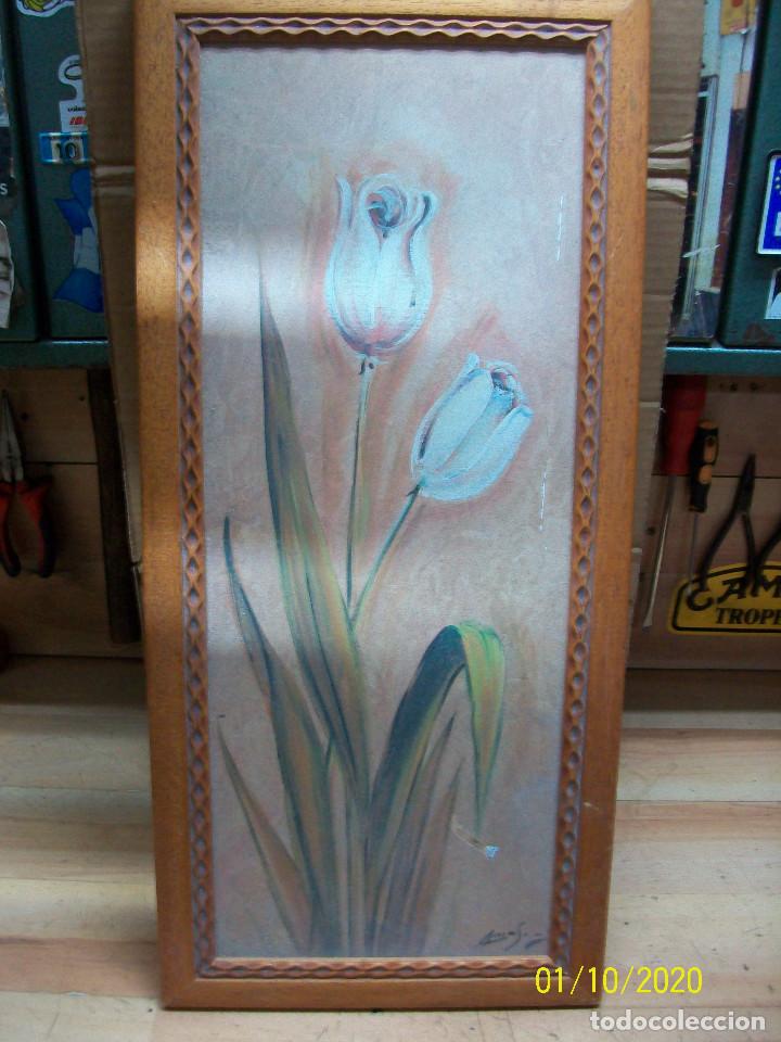 Vintage: CUADRO DE FLORES TULIPANES - Foto 1