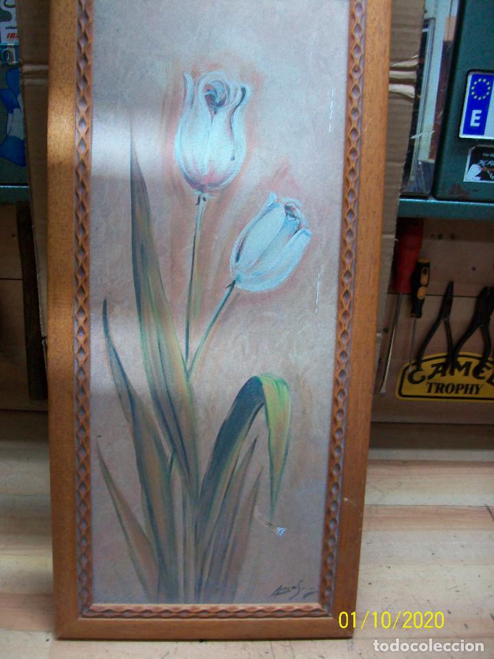 Vintage: CUADRO DE FLORES TULIPANES - Foto 2