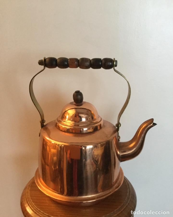Vintage: TETERA, CAFETERA DE COBRE, LAT&Oacute;N Y MADERA - Foto 10
