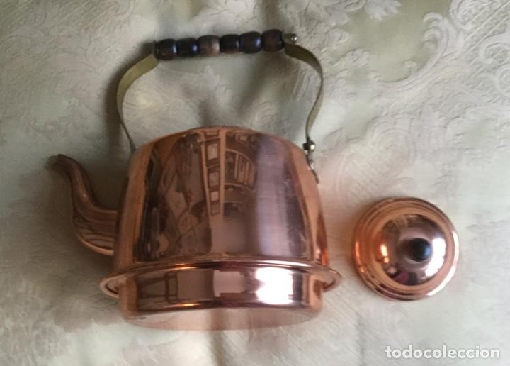Vintage: TETERA, CAFETERA DE COBRE, LAT&Oacute;N Y MADERA - Foto 11