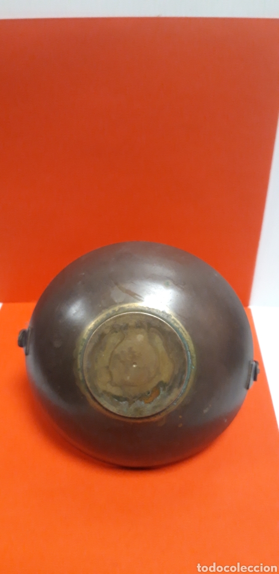 Vintage: ANTIGUA CESTA DE LATON ESMALTADA - Foto 2