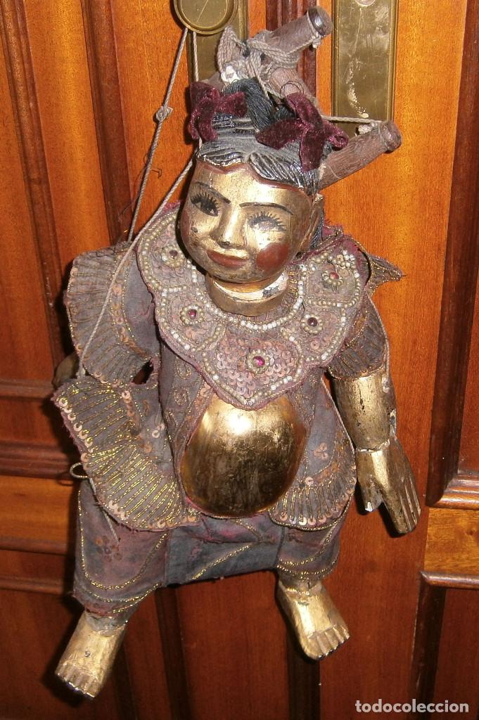 Vintage: marioneta de madera policromada de la india - Foto 2