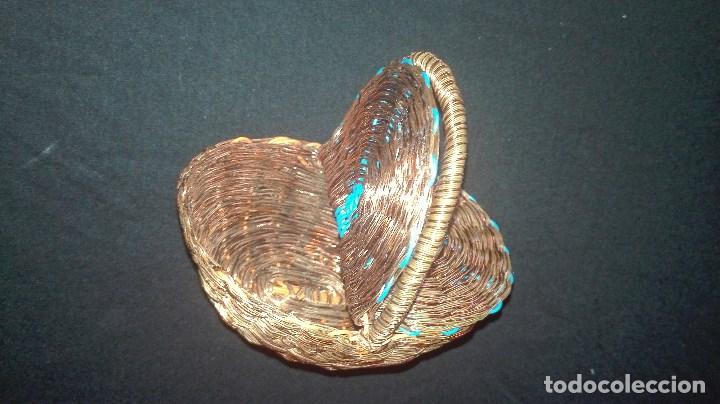 Vintage: JOYERO CESTA DE HILO DE COBRE - Foto 9