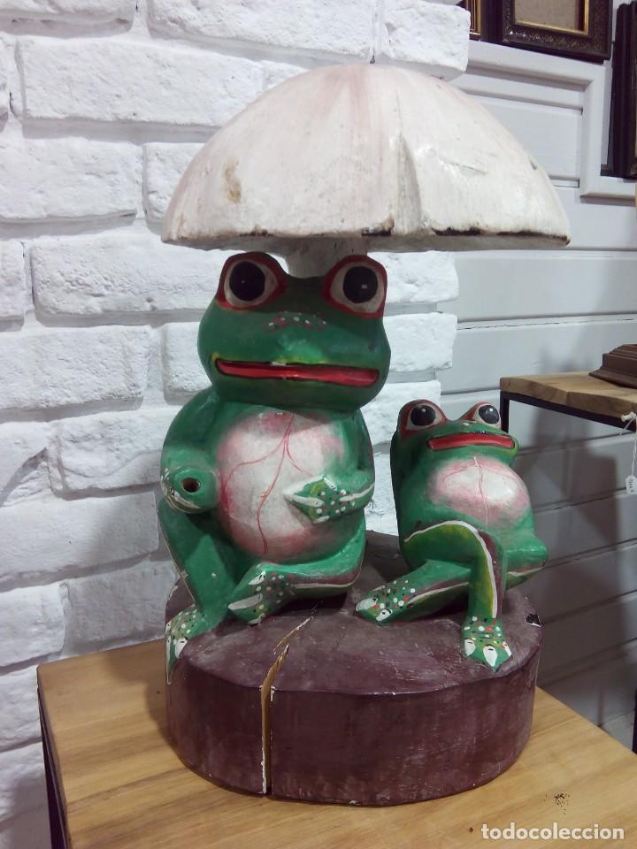 Vintage: FIGURA DE RANAS. MADERA - Foto 7