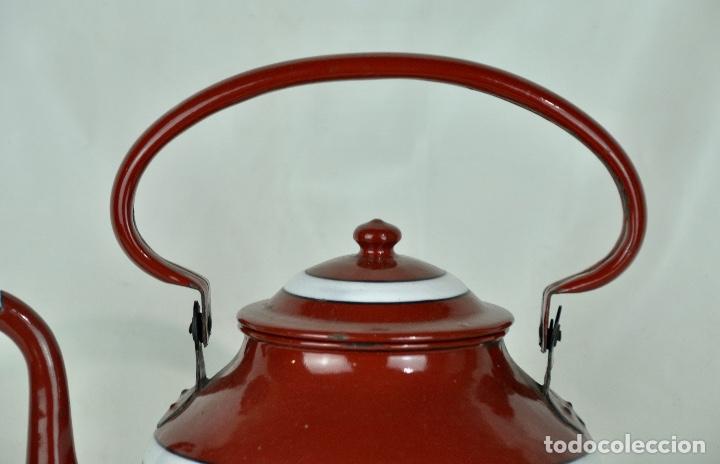 Vintage: Cafetera francesa metal esmaltado en marr&oacute;n - Foto 3