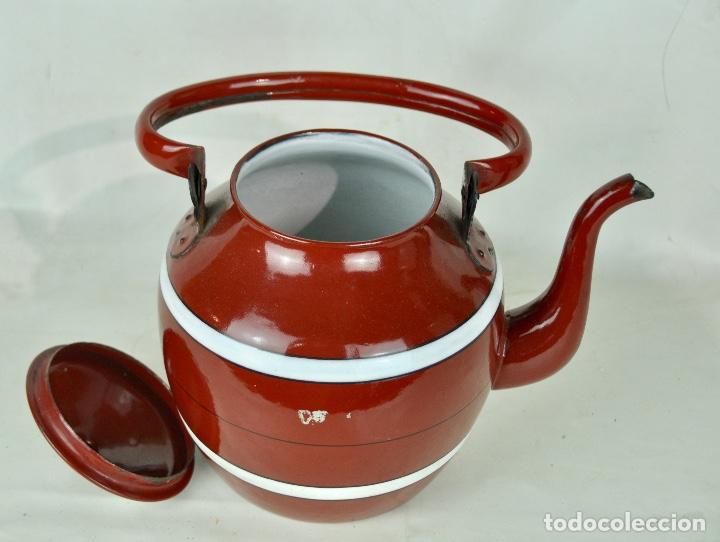Vintage: Cafetera francesa metal esmaltado en marr&oacute;n - Foto 6